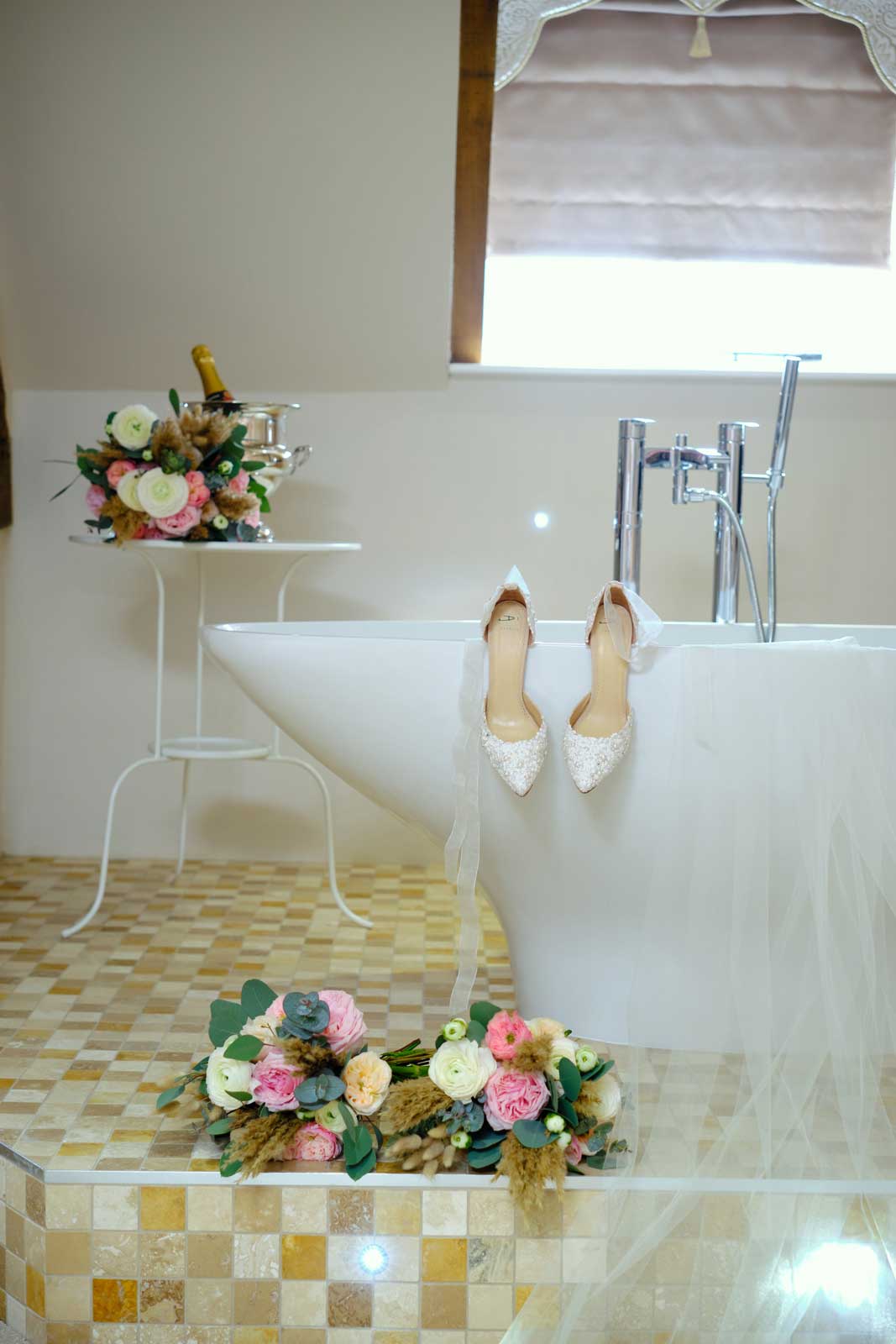 Bride's Shoes and Bouquet