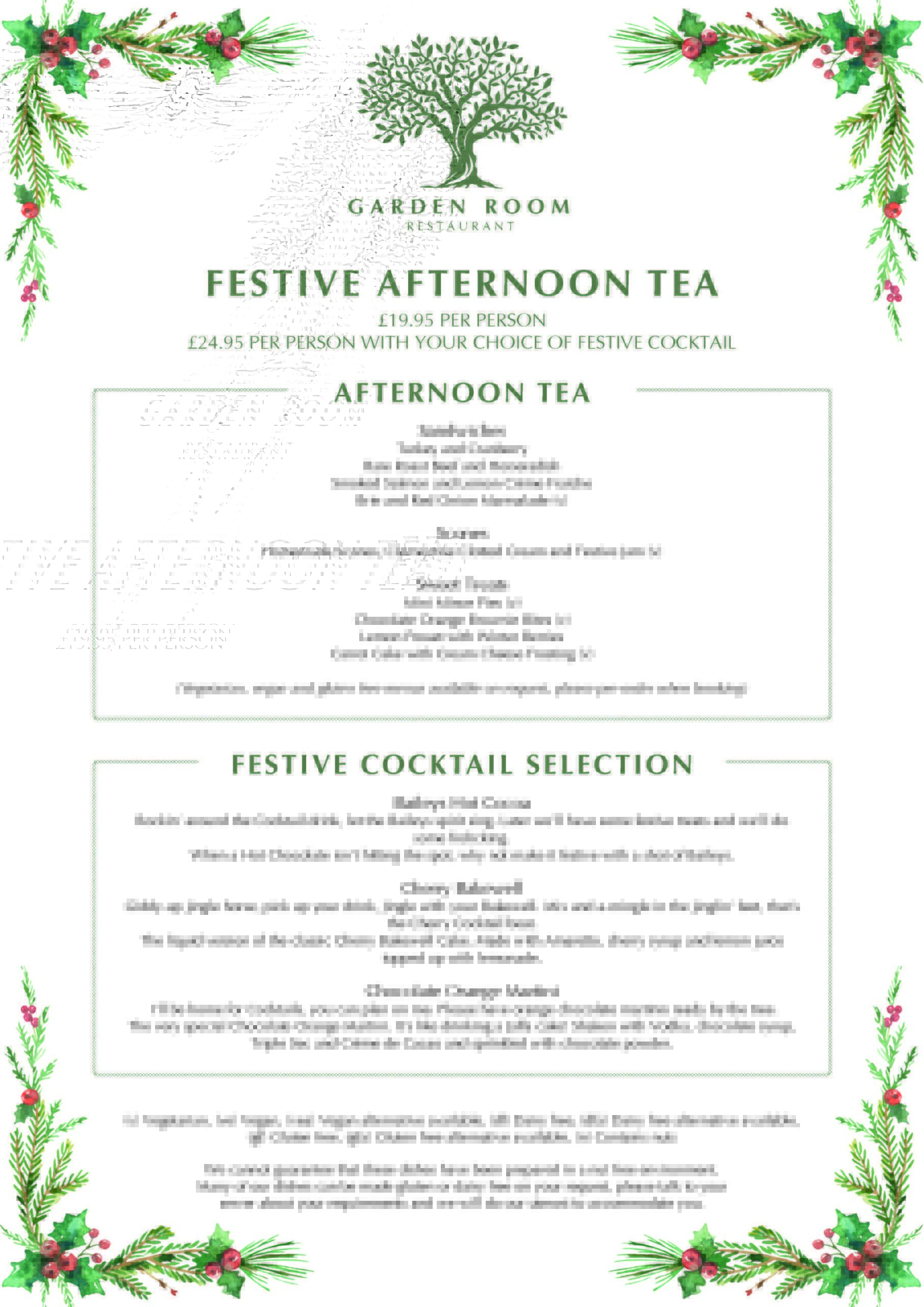 Festive Afternoon Tea menu